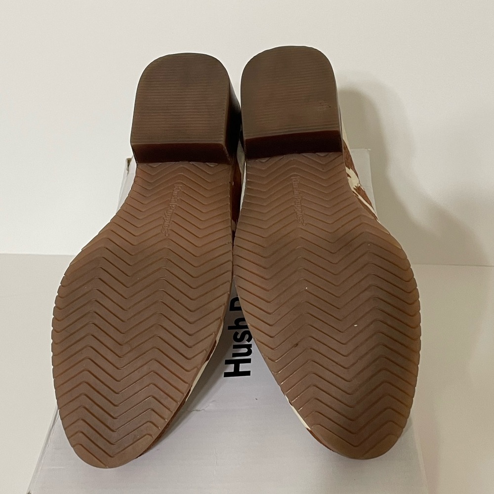 Hush Puppies Sienna Bootie/Shootie Brown Cow White Print Fur/leather Comfy 6.5 - Picture 9 of 14